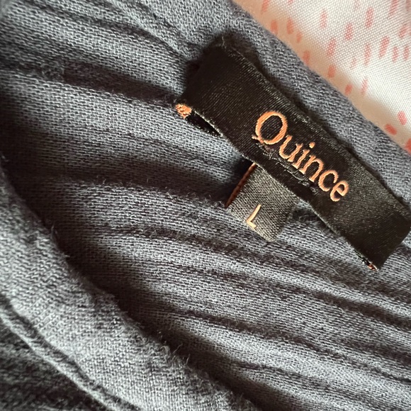 QUINCE Tiered Maxi Dress Organic Gauze Cotton Large Grey/ Indigo Blue - Picture 7 of 9